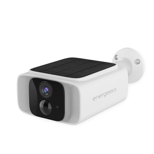 energeeks Atlas Nano - Cámara Vigilancia Exterior WiFi - Dual 2,4/5GHz - Panel Solar Integrado - 4MP 2K - Batería 7800mAh - Detección Humanos - IP65 - Sirena y Luz LED - Instalación Bluetooth