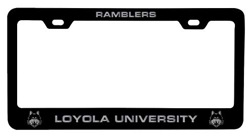 Loyola University Ramblers Laser Engraved Metal License Plate Frame Black Officially Licensed Collegiate Product