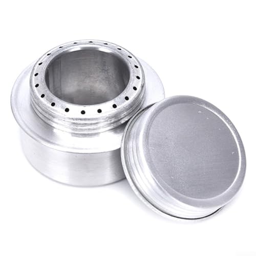 Comgooldool Estufa de alcohol portátil para camping, capacidad de combustible de 100 ml, quemador ligero de aleación de aluminio para acampar al aire libre, senderismo, mochileros, picnic barbacoa con