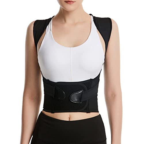 LUNAMY 猫背矯正ベルト メンズ レディース 瞬時猫背矯正 通気性拔群 自由調整 男女兼用 猫背ベルト 姿勢サポーター 背筋 背中サポートベルト 姿勢改善 高弾性 装着簡単 (ブラック,4XL)