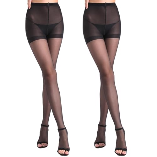 Weziarer Women's Toeless Pantyhose - 20D Open Toe Sheer Tights with Control Top For Women