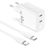 Sie Erhalten : 1X 40W USB C Schnellladegerät, 1X 2M USB-C auf Lightning Kabel (weiß), lebenslanger Ersatz und 24*7 freundlichen Kundenservice, um sicherzustellen, dass Sie ein glückliches Einkaufserlebnis haben.