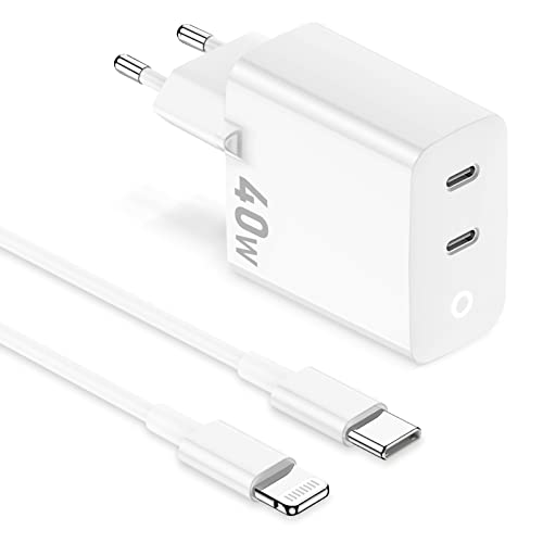 iPhone Schnellladegerät, 40W USB C Ladegerät und iPhone Ladekabel 2M, iPhone Ladestecker Netzteil Stecker Adapter mit Kabel für Apple iPhone 14/13/12/11 Pro Max/Mini/Plus/8/6s/SE,iPad Cover