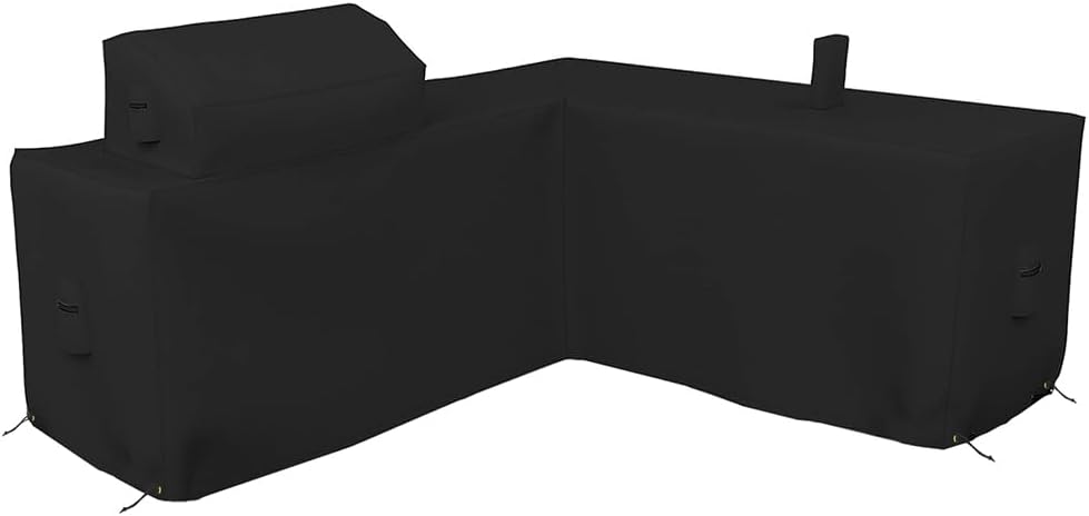 Covers & all Outdoor Kitchen Island Cover, Customize Left Right & Straight Shapes,12 Oz Waterproof UV & Weather Resistant Patio BBQ Grill Island protector with Handles Air Vents (Beige)