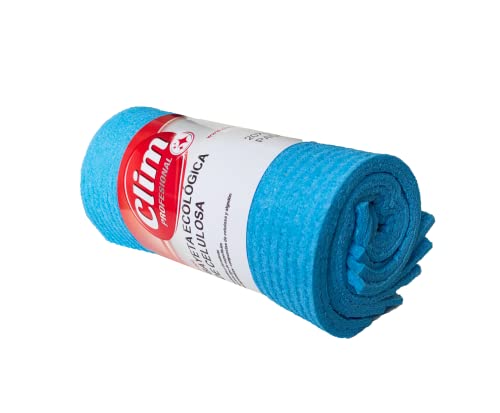 Clim Profesional - 5 Bayetas Ecológicas de Celulosa, Biodegradables, Superabsorbentes, Multiusos, para Cocina, Baños, Muebles, Grifería, 20x18 cm, Algodón (Azul)