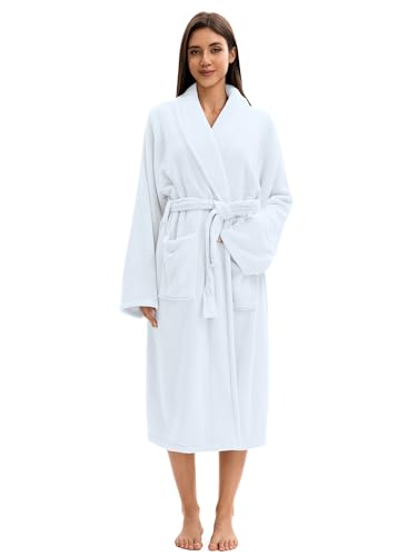 Image of Soft Robe For Women,Warm Plush Bath Robes Female,Spa Towel After Shower Lightweight Long Bathrobe