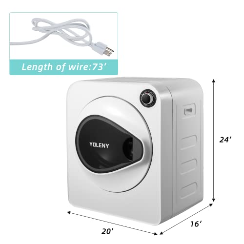 YOLENY Electric Portable Compact Laundry Dryer 1.6 cu.ft, 9 lbs Load Stainless Steel Portable Dryer, 4 Drying Mode, Cold Air Care, for Apartments, White