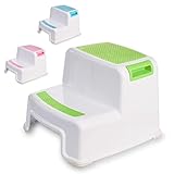 AP® Trittstufe I Tritthocker Kinder Kunststoff I Erwachsene & Kinder I Kinderhocker zweistufig I Kindertritt für Bad&Küche I Trittschemel rutschfest 26cm hoch I stabil 80kg I Grün