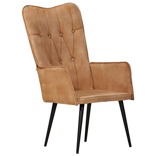 ShGaxin Sillón orejero, Sillon Lactancia, Sillones para Personas Mayores, Butacas De Cine, Sillon Tantra, de Cuero auténtico marrón Canela