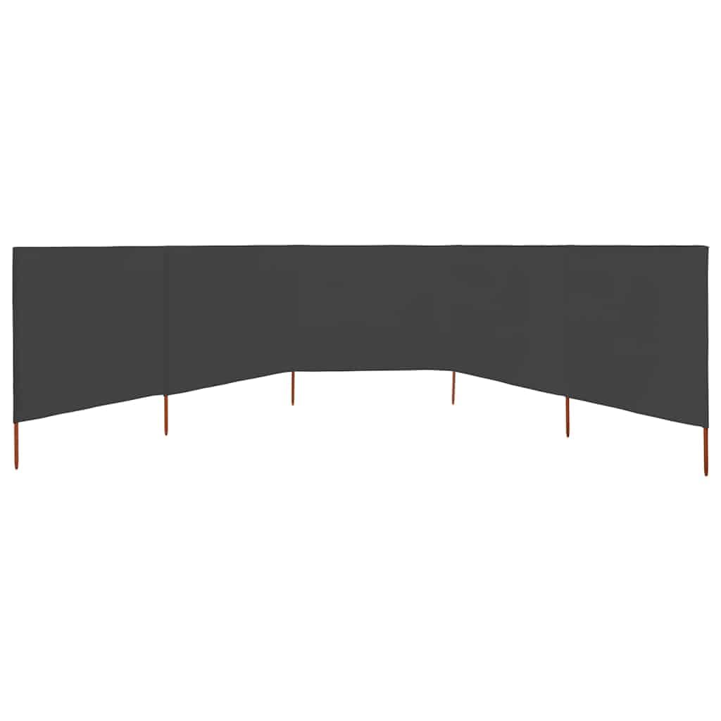 Paravento pieghevole da spiaggia, 5 pannelli, 600 cm, lunghezza 160 cm, materiale tessile non tessuto con pali in legno, per protezione durevole contro vento e brezza