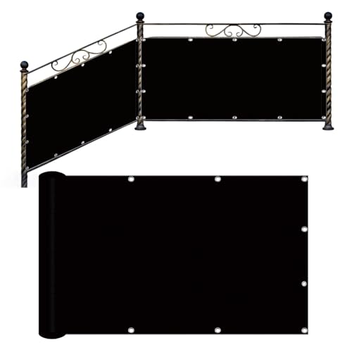 Brise vue balcon 90x340 cm noir étanche avec œillets et câbles - 2