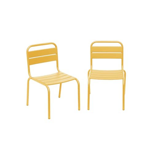 sweeek - Lot de 2 chaises en métal Jaune pour Enfant. Salon de Jardin Enfant