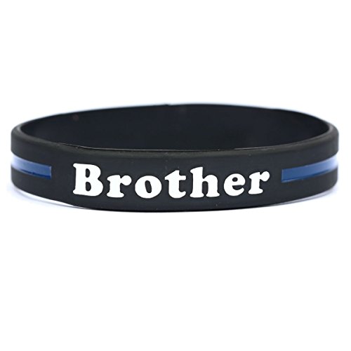 SayitBands Brother Thin Blue Line Silicone Wristband Bracelets Police Officers Patrol Awareness Support