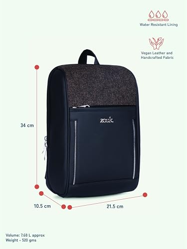 Image of ZOUK Olina Daypack for Women - Convertible Backpack with Laptop & iPad Compartments | Stylish Handcrafted Office & Travel Bag with Water-Resistant Lining & Dual Straps |