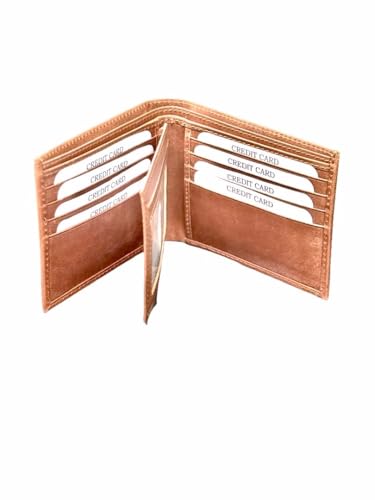 Genuine Leather men's wallet.Genuine Leather Bifold Wallet for Men,8 Credit/Debit Card Slots, 2 Currency Compartments, 2 ID Card Windows,2 Secret Compartments.