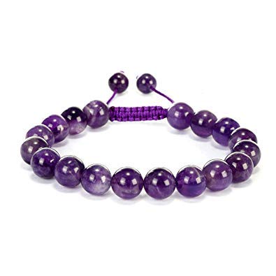 DHYANARSH Natural Amethyst Semi-Precious Stone Bracelet 8mm Beads Unisex- Size Adjustable Thread (B07XL33KV4) Amazon Price History, Amazon Price Tracker