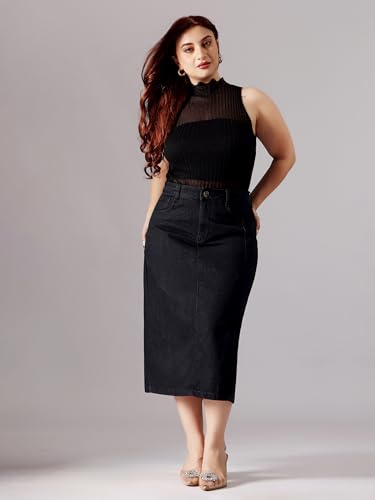 Image of Miss Chase A+ Women's Regular High Rise Above Knee Stretchable Denim Shorts & Skirts