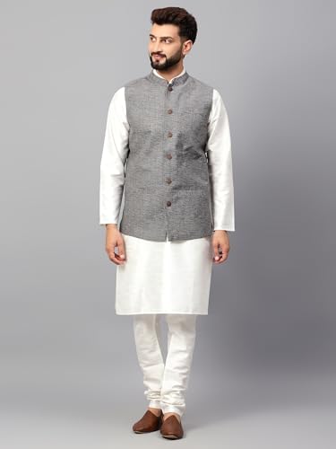 Image of LATEST CHIKAN Men's Traditional Cotton Solid Nehru Jacket /Waistcoat