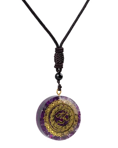SPDYCESS Collar de Cristal Naturales Curativo Orgonita Chakra Collar con Colgante de Redonda Piedra Reiki Regalos para Hombres Mujeres