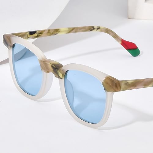 Image of HEPIDEM Matte Acetate Vintage Retro Square Polarized Sunglasses for Men UV400 UV Protection Sun Glasses