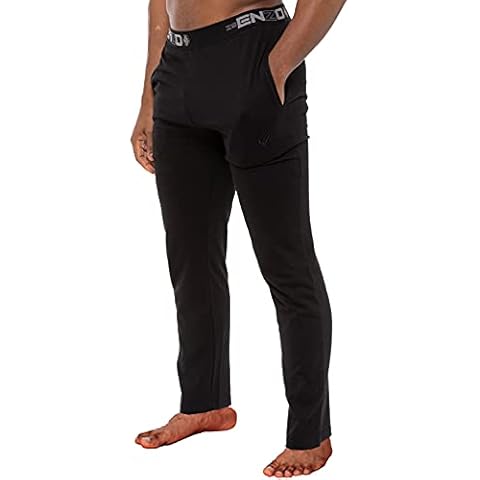 EZLP585 Enzo Mens Pyjama Pants Lounge Bottoms Elasticated Waist Nightwear Trousers PJ Soft Jersey Loungewear Black L Cover