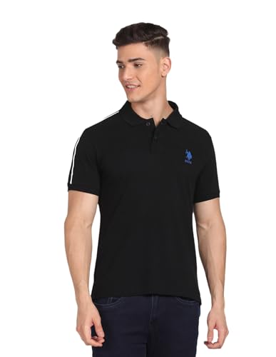 Image of U.S. Polo ASSN. Solid Regular Fit Polo T Shirts for Men - 100% Cotton, Half Sleeves Mens Tshirt