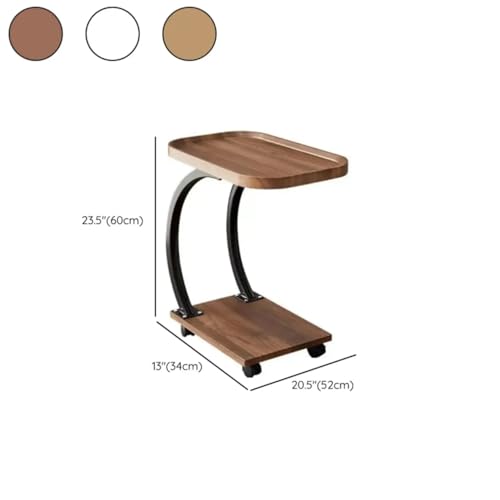 Image of Owme Adjustable Table Stands Couch Side Table, Swivel TV Tray Table, 360 Top Moving C-Shaped End Table, Small Center Table for Home Office Balcony | Storage Organizer (Nut Brown, Rustik)