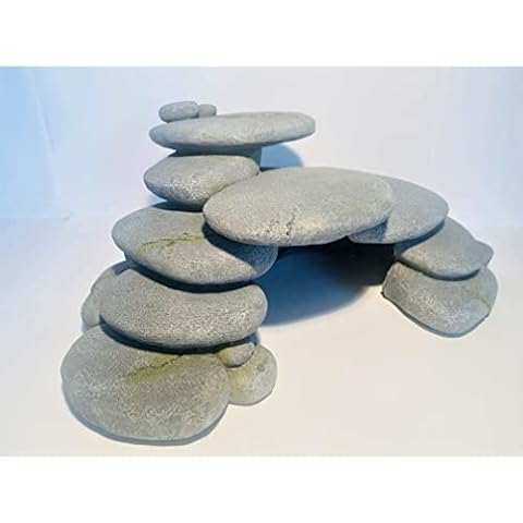 Mezzaluna Gifts Grey XL Pebble Arch Cave Aquarium Fish Tank Catfish Hideaway Turtle Reptile Rest 39CM Cover