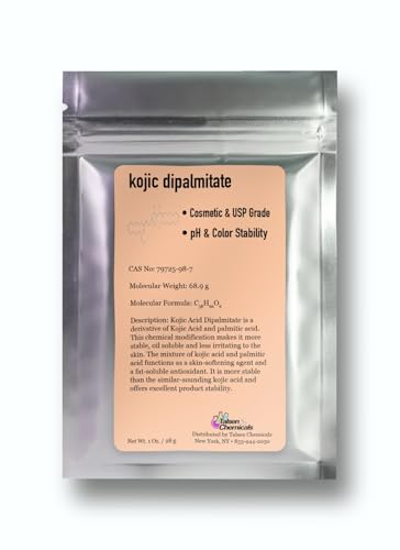 Kojic Acid Dipalmitate Powder Natural and Organic Derivative of Kojic Acid and Palmitic Acid Pure Kojic Dipalmitate More Stable Skin Softening by Talsen Chemicals (1 Ounce (Pack of 1))