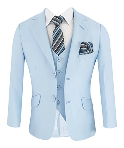 Image of Boys Page Boy Suit Tailored Fit 3 Piece or 6 Piece Set Communion Wedding Birthday Dinner Prom Party Special Occasion
