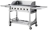 Marca: METRO Professional METRO Professional Barbacoa de Gas, acero inoxidable, 60 x 143.6 x 117.9 cm, 6 quemadores, mesas auxiliares plegables, con ruedas, plata