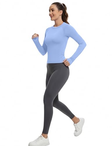 Image of MathCat Workout Shirts for Women Long Sleeve, Workout Tops for Women, Quick Dry Gym Athletic Tops,Seamless Yoga Shirts XS-XL