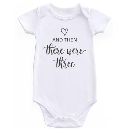 Image of And then there were three baby pregnancy announcement for grandparents Family Friends infant Bodysuit