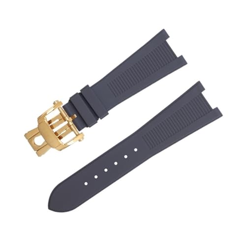 Bracelet FKM pour Patek Philippe Nautilus 5711 en caoutchouc fluoré gris et maillon en or
