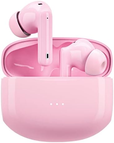 Wireless Earbuds Bluetooth Active Noise Cancelling Headphone Wireless Ear Buds in-Ear Headphones with Charging Case IPX7 Waterproof Earphones for iPhone Android,Valentines Day Gifts for Her (Pink)