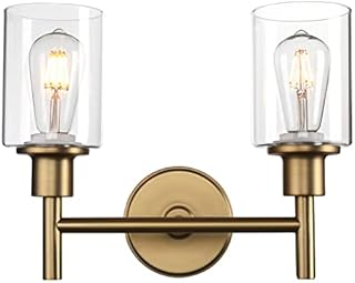 Phansthy Retro Style Dual Head Wall Lights Industrial Glass Shade Double Head Vintage Wall Sconces Indoor Light for Loft Bar Kitchen Lamp Bedroom Vanity Mirror E27 (Antique)