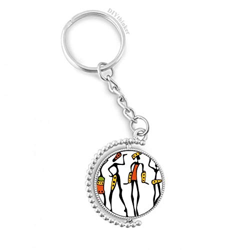 Porte-clés totem Afrique noire anneau rotatif amovible 1.2x3.5"