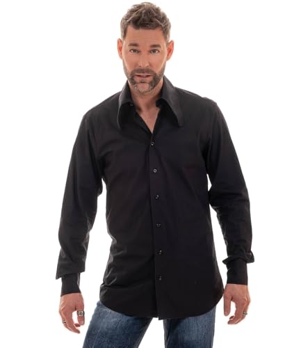 Chemise col pelle à tarte années 1970 noir idéale pour soirée disco