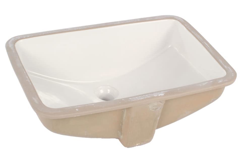 PF1812U Norris Lavabo de baño rectangular de porcelana vítrea de 21 pulgadas con desbordamiento, color blanco 8