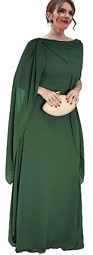 Zoghoo Hunter Green Mother of The Bride Dresses for Wedding Chiffon Plus Size Formal Dress with Shawl Long Evening Gowns US 18