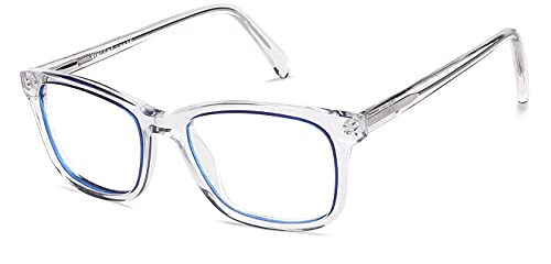 Image of Vincent Chase By Lenskart | Zero Power Blue Cut & Antiglare Computer Eyeglasses | Transparent Rectangle For Men & Women | Medium | VC E13037
