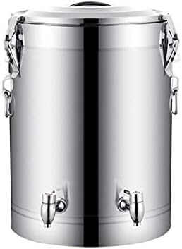Double faucet insulation barrel Commercial stainless steel insulation barrel Large capacity milk tea barrel Coffee barrel (Color : Silver, Size : 100L)