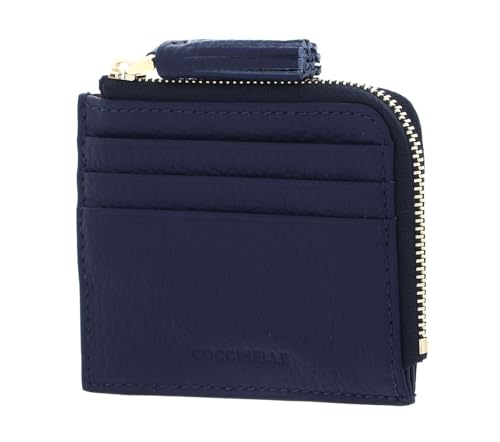 Coccinelle cuir étui pour carte de crédit de luxe bleu royal à pompon