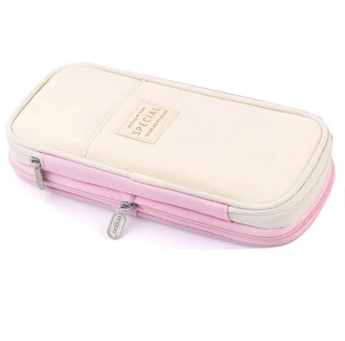 PXBQ Pencil Pouch Pencil Case Pencil Box School Girls Boys Multifunctional Stationery Organizer Large Pencil Bag Pouch Kids Cute Pencil Pouch Multi Compartment Pencil Case (Pink)