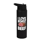 Me encanta el rosbif a la barbacoa, carnívoros, amantes de la comida, humor Stainless Steel Insulated Water Bottle