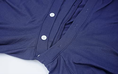 AIEOE Men's Onesie Pajamas Long Sleeve One Piece Button Down Jumpsuit Romper Sleepwear4