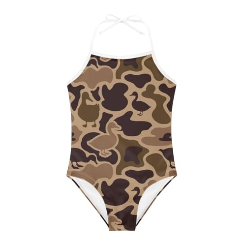 Image of ELEQIN Cartoon Animal Cute Girls One Piece Swimsuit Adjustable Swimwear for 3Y-10Y