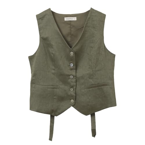 Gilet de costume en lin premium pour femme avec fermeture à boutons