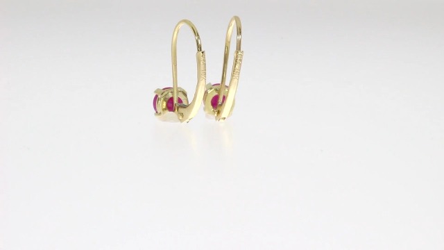 Boucles D'oreilles En Or 333 Avec 14 Rubis - Pierres Rondes, Fermoir Papillon, Occasion