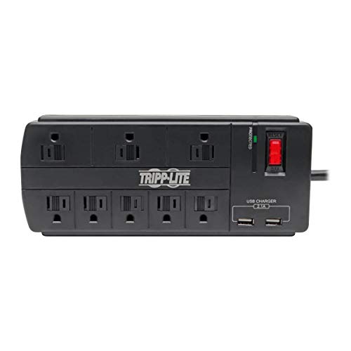Tripp Lite Surge Protector With Usb Charging, 8 Outlet Surge Protector Power Strip, 2 Usb Charge Ports, 8Ft Cord, 1200 Joules, Black (Tlp88Usbb) #TOP2